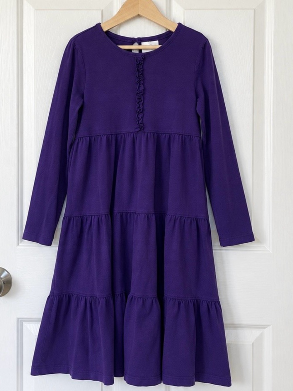 Hanna Andersson Purple Long-Sleeve Tiered Dress